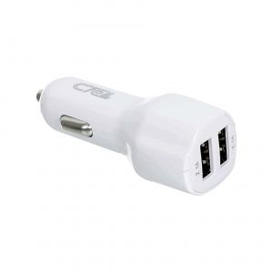 Cell Tel Car Charger 2USB 2.1A Micro Cable 1m