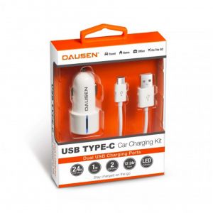 Dausen EA428 Type-C 2USB Car Charger 2.4A / 1 M