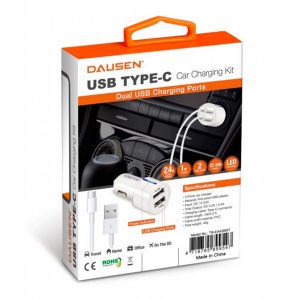 Dausen EA428 Type-C 2USB Car Charger 2.4A / 1 M