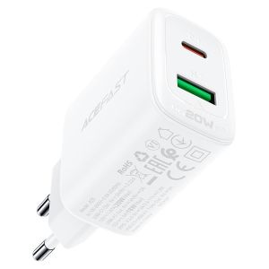 AceFast A25 PD20W (USB-C+USB-A) dual port charger White (EU)