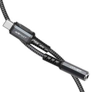 AceFast C1-07 USB-C to DC3.5 aluminum alloy headphones adapter cable Black