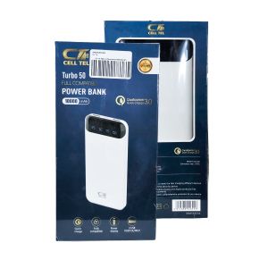 Cell Tel Turbo 50 Fast Slim Power Bank, 10000mah, QC3.0 + Type-C